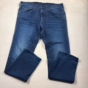 True Religion Dark Wash Straight Leg Jeans Size 40 Blue Denim Stretch Streetwear